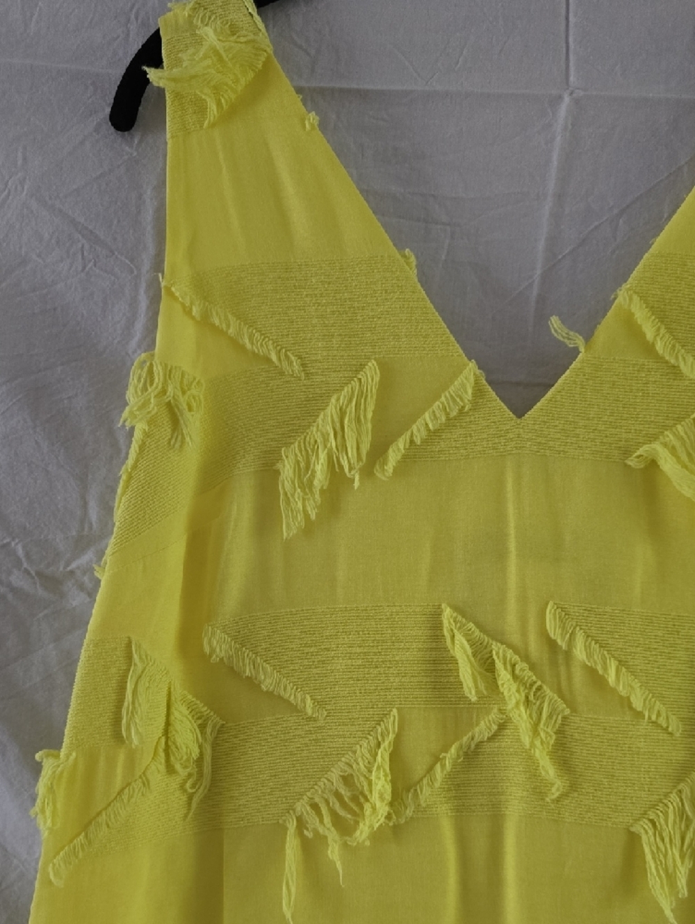Maeve Bright Yellow V-Neck Fringe Shift Dress - Picture 3 of 6